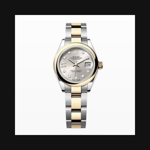 Rolex Lady-DatejustNEW 2024 Silver Star Diamond Dial Two Tone Yellow Gold Smooth Oyster Ref. 279163