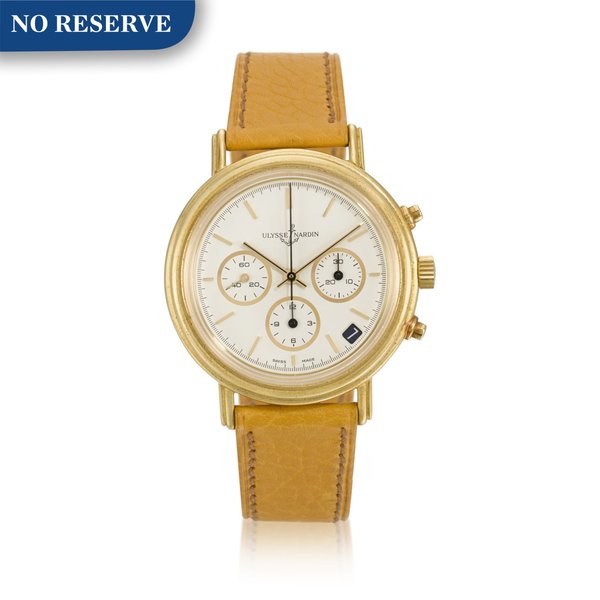 Ulysse Nardin Yellow gold chronograph wristwatch with date Circa 1990