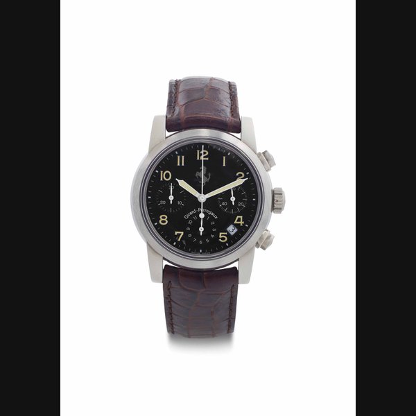 Girard-Perregaux. A Stainless Steel Automatic Chronograph Wristwatch with Date SIGNED GIRARD-PERREGAUX, FERRARI, REF. 8010, CASE NO. A N 1394, CIRCA 1996
