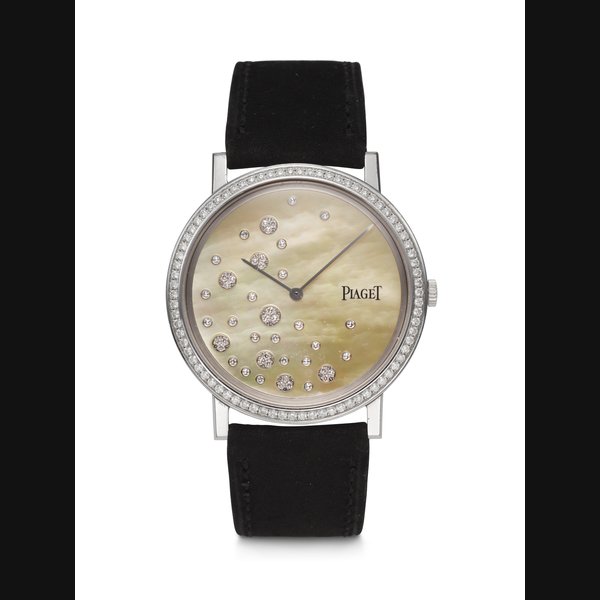 PIAGET, WHITE GOLD AND DIAMOND-SET 'ALTIPLANO' WITH MOTHER OF PEARL DIAL, REF. PI0244