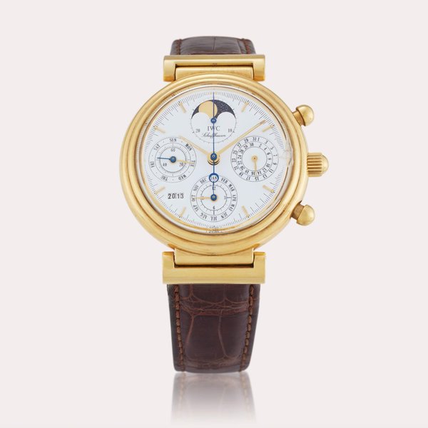 IWC Reference 3750 Da Vinci | A yellow gold automatic perpetual calendar chronograph wristwatch with moon phases, Circa 1990
