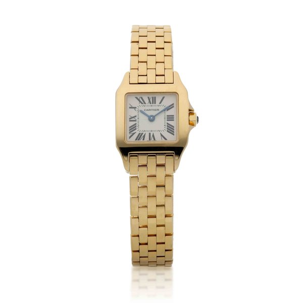Cartier Reference 2699 Santos Demoiselle A yellow gold square shaped bracelet watch, Circa 2000