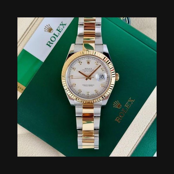 Rolex Datejust II41mm 2016 White Diamond Fluted Oyster Preowned 116333
