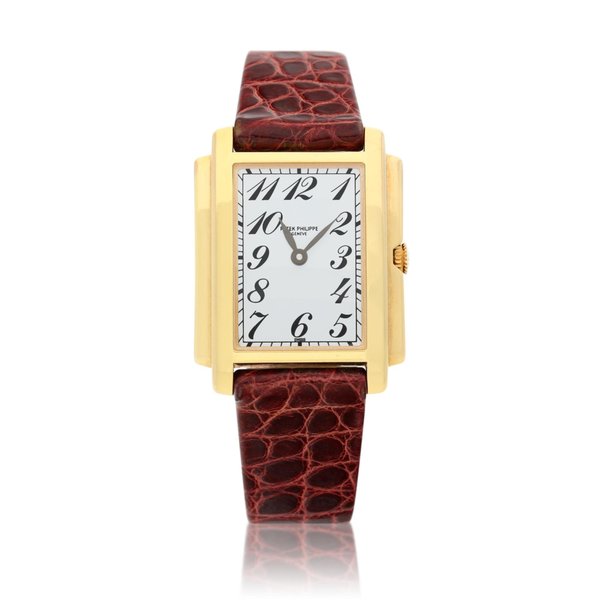Patek Philippe Reference 4824 Gondolo, A yellow gold rectangular wristwatch, Circa 1995 · 4824