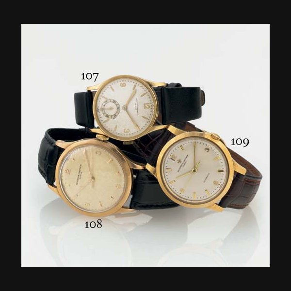 VACHERON CONSTANTIN. AN 18K GOLD AUTOMATIC WRISTWATCH WITH CENTER SECONDS SIGNED VACHERON & CONSTANTIN, GENEVE, MOVEMENT NO. 521905, CASE NO. 348533, REF. 6038, MANUFACTURED IN 1955