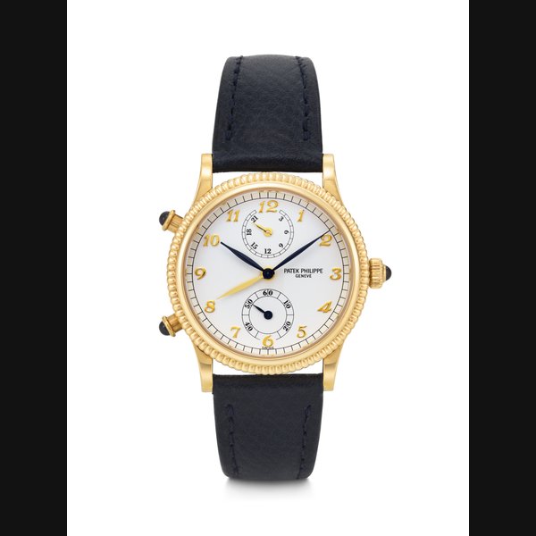 PATEK PHILIPPE, ELEGANT 18K GOLD DUAL TIME WRISTWATCH WITH 24-HOUR INDICATION, REF. 4864J-001