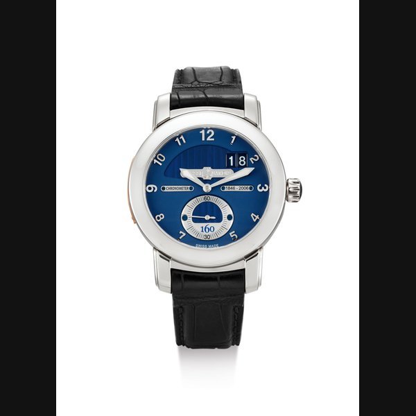 Ulysse Nardin Reference 1600-100 | A limited edition white gold wristwatch with date, Made to commemorate the 160th anniversary of Ulysse Nardin, Circa 2006 | 雅典 型號 1600-100 | 限量版白金腕錶，備日期顯示，為紀念雅典品牌創立160週年而製，約2006年製 · 1600-100