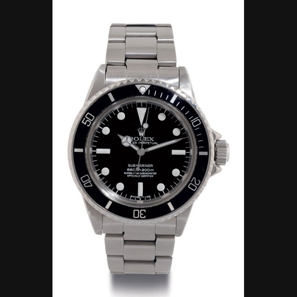 ROLEX. A STAINLESS STEEL AUTOMATIC WRISTWATCH WITH CENTER SECONDS AND BRACELET SIGNED ROLEX, OYSTER PERPETUAL, SUBMARINER, 660FT=200M, CASE NO. 1270234, REF. 5512, CIRCA 1965