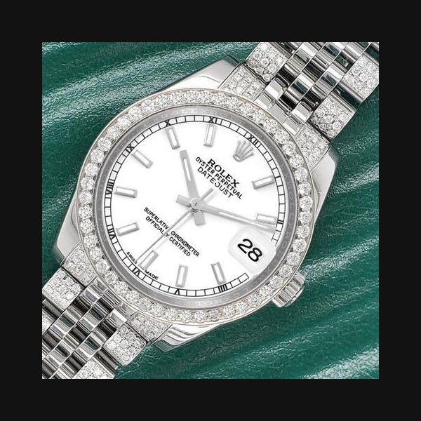 Rolex Rolex Datejust31mm White Index 3.30ct Diamond Bezel/Bracelet Steel Watch 178240