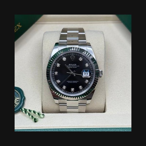 Rolex Datejust41 NEW 2026 Black Diamond Dial Stainless Steel Fluted Bezel Oyster Bracelet Ref. 126334