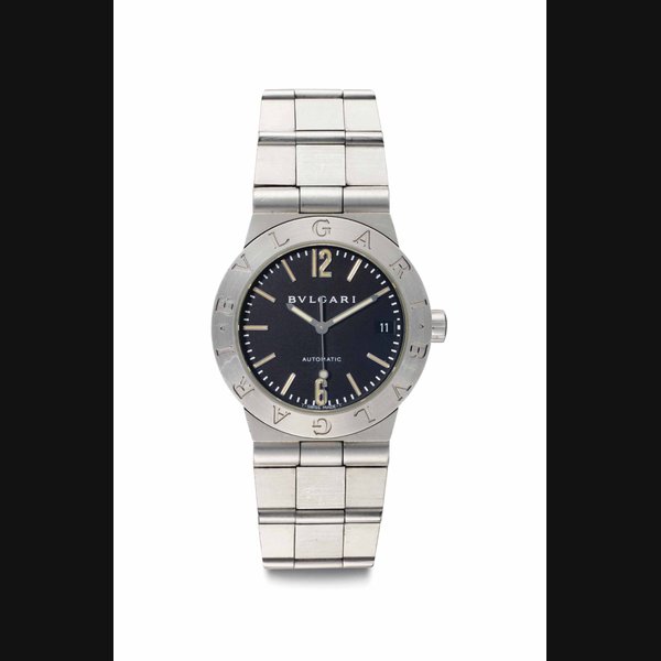 Bulgari. A Stainless Steel Automatic Wristwatch with Center Seconds, Date and Bracelet Signed Bulgari, Automatic, No.'s LC35S and D2021, Circa 1998