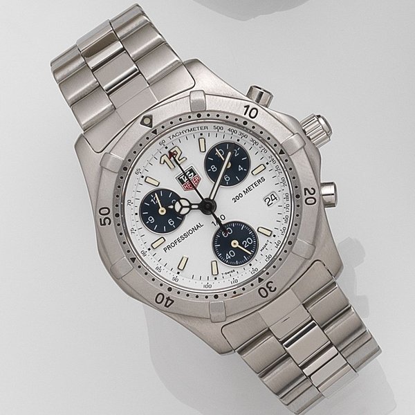 Tag Heuer. A stainless steel quartz calendar chronograph bracelet watch Ref:CK1111, Case No.F12161, Sold 24th May 1996