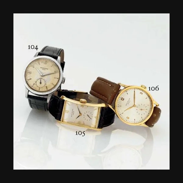 PATEK PHILIPPE. A RARE 18K GOLD RECTANGULAR WRISTWATCH SIGNED PATEK PHILIPPE, GENEVE, MOVEMENT NO. 975059, CASE NO. 674241, REF. 1593, MANUFACTURED IN 1953