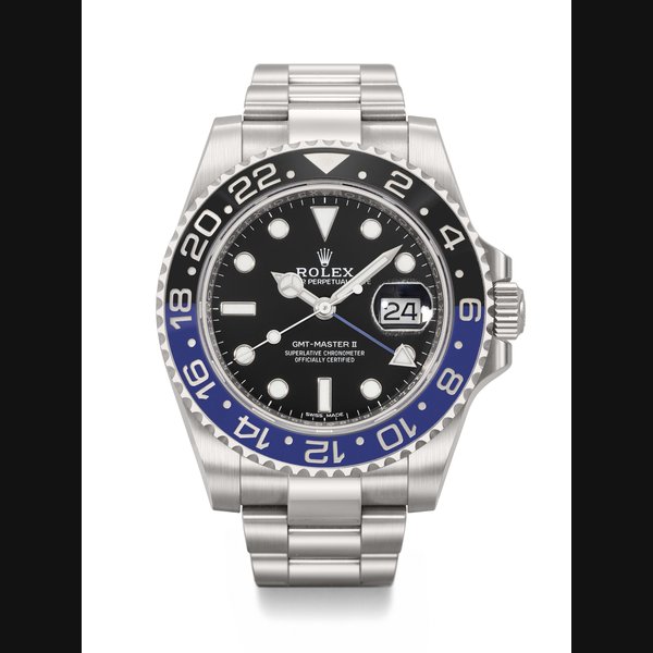 ROLEX. A STAINLESS STEEL DUAL TIME WRISTWATCH WITH SWEEP CENTRE SECONDS, DATE AND BRACELET GMT-MASTER II MODEL, REF. 116710BLNR, CASE NO. 8688Q594, CIRCA 2018