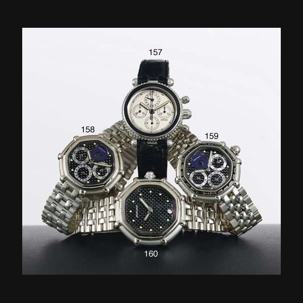 GERALD GENTA. AN 18K WHITE GOLD AND MOTHER-OF-PEARL OCTAGONAL PERPETUAL CALENDAR BRACELET WATCH WITH MOON PHASES SIGNED GERALD GENTA, "SUCCESS", NO. 1, CASE NO. 64643, REF. G34047, CIRCA 1995