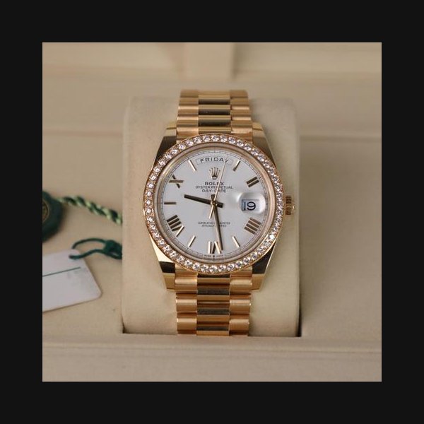 Rolex Day-Date2026 40MM White Dial Diamond Bezel Day-Date Box & Papers Ref. 228348RBR