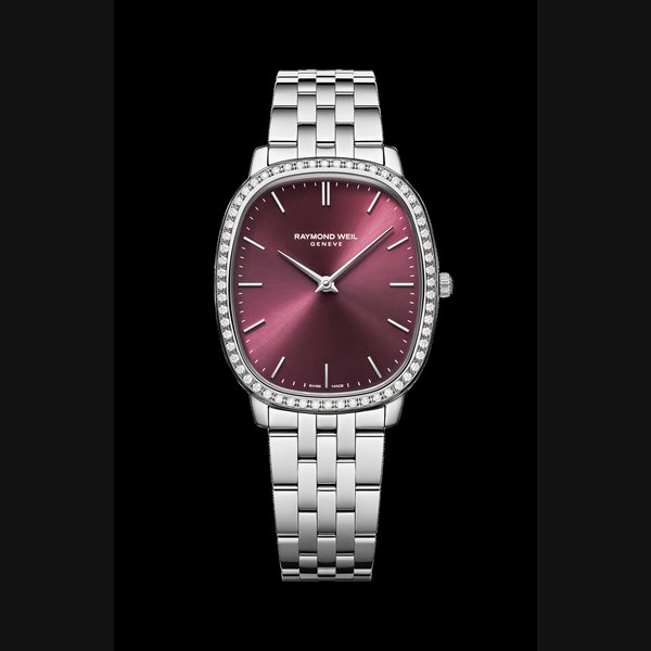Raymond Weil Toccata Heritage Red Grape Dial Quartz Diamonds Bracelet Watch, 31 x 36 mm Ref. 5280-STS-45001