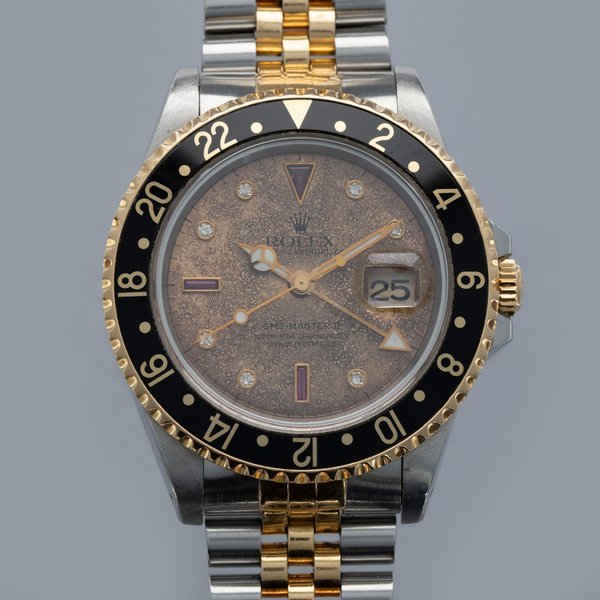 Rolex Rolex GMT-Master II 16713 Patinated Ruby and Diamond Serti-Dial Two Tone