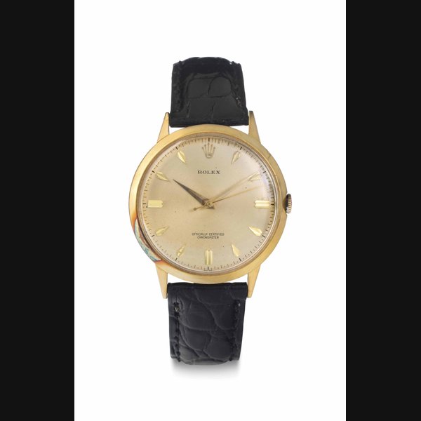 Rolex. An 18k Gold Wristwatch with Center Seconds SIGNED ROLEX, OFFICIALLY CERTIFIED CHRONOMETER, REF. NO. 8940, CIRCA 1965