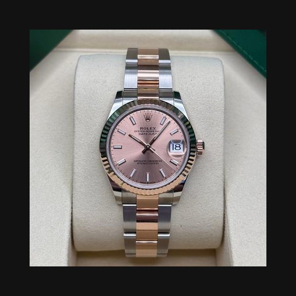 Rolex Rolex Datejust31 NEW 2026 Rose Pink Index Dial Two Tone Rose Gold Fluted Bezel Oyster Bracelet