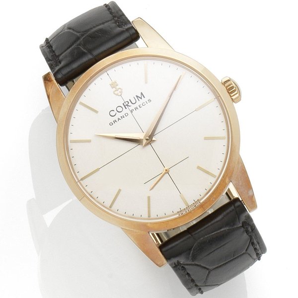 Corum. An 18K gold manual wind limited edition wristwatch Grand Precis, Ref:162.153.55/0001BA47, No.63/100, Case No.2280394, Sold 29th December 2011