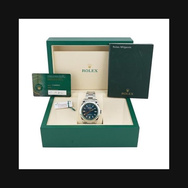 Rolex Milgauss116400GV Milgauss 40 mm Blue Index Dial Oyster Bracelet Box & Papers 2021
