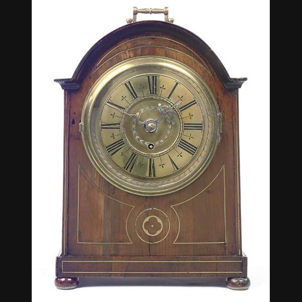 A Rosewood A rosewood, brass-mounted and inlaid table timepiece