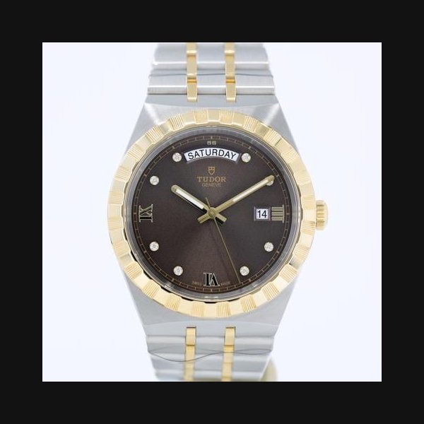 Tudor Royal41mm Chocolate Diamond Dial Two Tone Steel & Yellow Gold 28603 Ref. M28603-0008