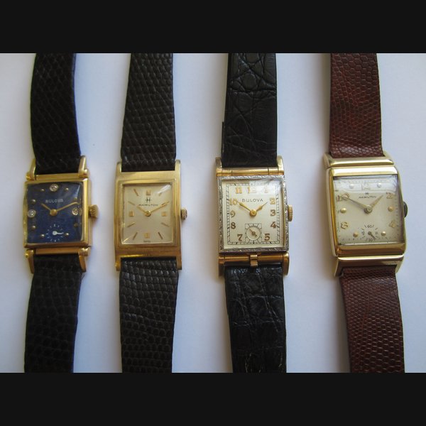 Hamilton A lot of four gold manual wind wristwatches (AF)