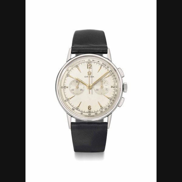 Omega. A fine and very attractive stainless steel chronograph wristwatch SIGNED OMEGA, REF. 2381-2, MOVEMENT NO. 9'602'938, MANUFACTURED IN 1948