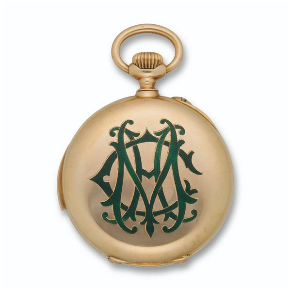 HENRY CAPT, YELLOW GOLD AND ENAMEL MINUTE REPEATING OPENFACE POCKET WATCH