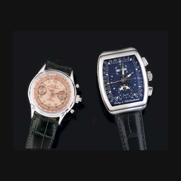 Two Stainless Steel Automatic Chronograph Wristwatches SIGNED: DUBEY & SCHALDENBRAND, GRAND CHRONO ASTRO, NO 12, CIRCA 2000; AND DUBEY & SCALDENBRAND, INDEX MOBILE, CIRCA 2000