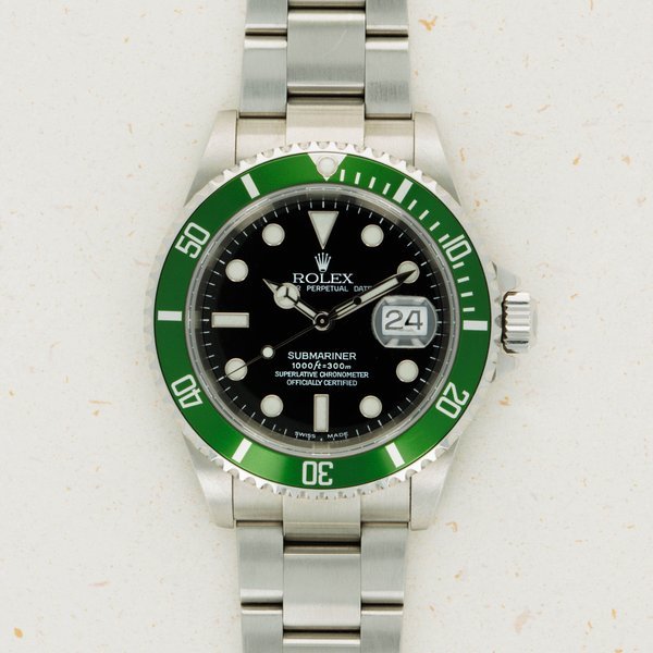 Rolex Rolex Submariner 16610LV Anniversary Green Kermit Flat Four Box and Papers · 116610LV
