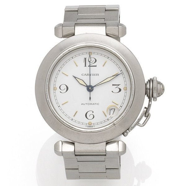 Cartier Cartier. A stainless steel automatic calendar bracelet watch Pasha, Ref:2324, Case No.PB38885, Movement No.105561, Circa 2000