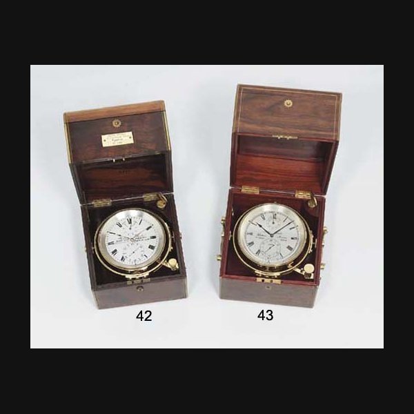A Victorian Rosewood A Victorian rosewood, brass-mounted and inlaid eight day marine chronometer JOHN POOLE, LONDON, NO. 3471. CIRCA 1865