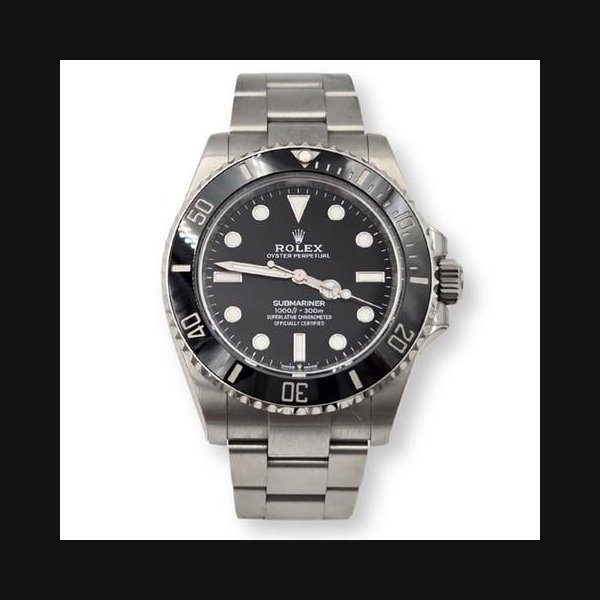 rolex Rolex Submariner (No Date)41mm Black Ceramic Steel Oyster Watch 124060 Box Papers