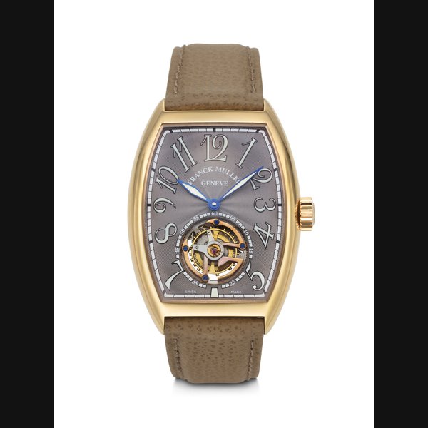 FRANCK MULLER. A RARE 18K PINK GOLD TONNEAU-SHAPED TOURBILLON WRISTWATCH WITH HAND-ENGRAVED MOVEMENT MASTER IMPERIAL TOURBILLON MODEL, REF. 7851 T, CASE NO. 08, CIRCA 2000s