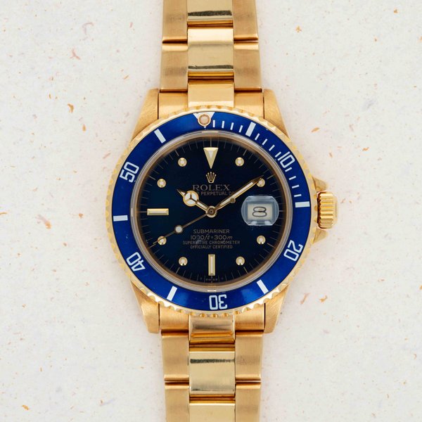 Rolex Submariner 16808 18k Yellow Gold Blue Dial