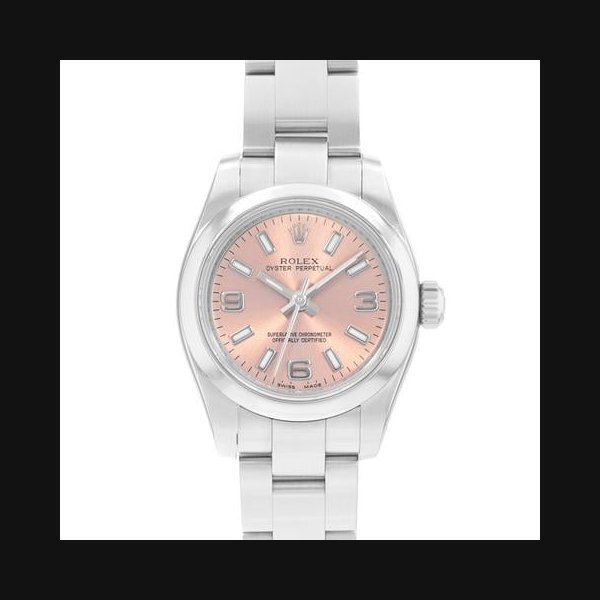 Rolex Rolex Oyster Perpetual26 176200 Salmon Pink Dial Steel Ladies Watch Card