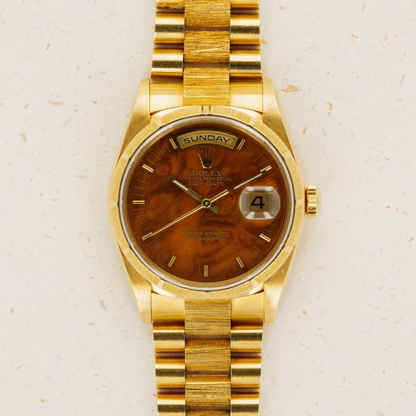 Rolex Rolex Day-Date 18248 Bark Finish 18k YG Burlwood Dial · 18248