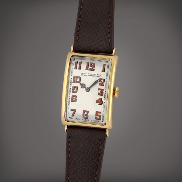 Patek Philippe Rectangular-shaped N°10  A yellow gold wristwatch | A yellow gold wristwatch | Made in 1907