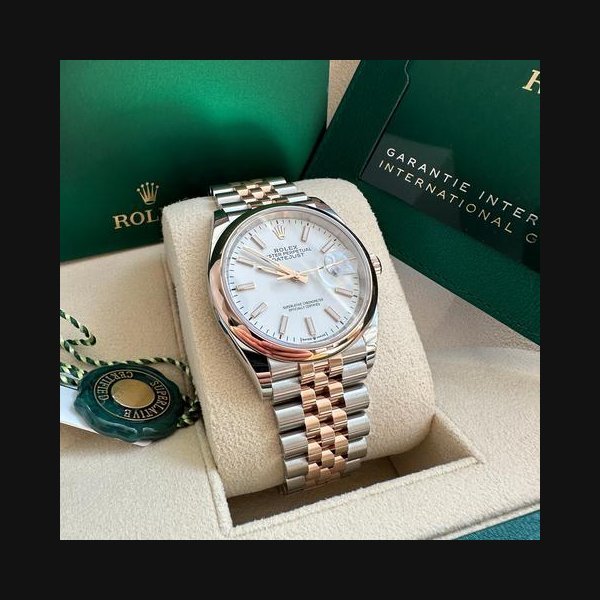 Rolex Rolex Datejust36 NEW 2023 Two Tone Rose Gold White Stick Dial Smooth Bezel Jubilee Bracelet 36