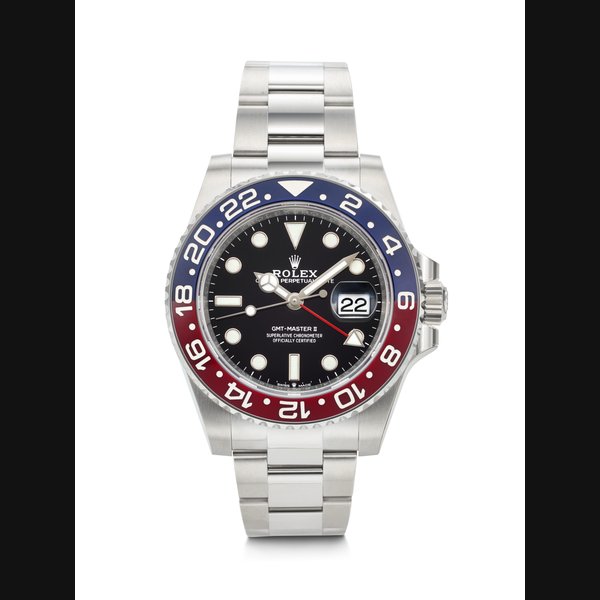 ROLEX. A WELL-PRESERVED AND HIGHLY DESIRABLE STAINLESS STEEL AUTOMATIC DUAL TIME WRISTWATCH WITH SWEEP CENTER SECONDS, DATE, AND BRACELET GMT-MASTER II MODEL, REF. 126710BLRO, CASE NO. 418970P8, CIRCA 2022