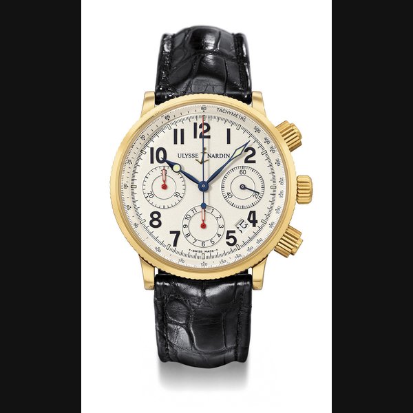 ULYSSE NARDIN, REF. 351-22, MARINE CHRONOGRAPH YELLOW GOLD AUTOMATIC CHRONOGRAPH WRISTWATCH WITH DATE NO. 020, MANUFACTURED IN 1998