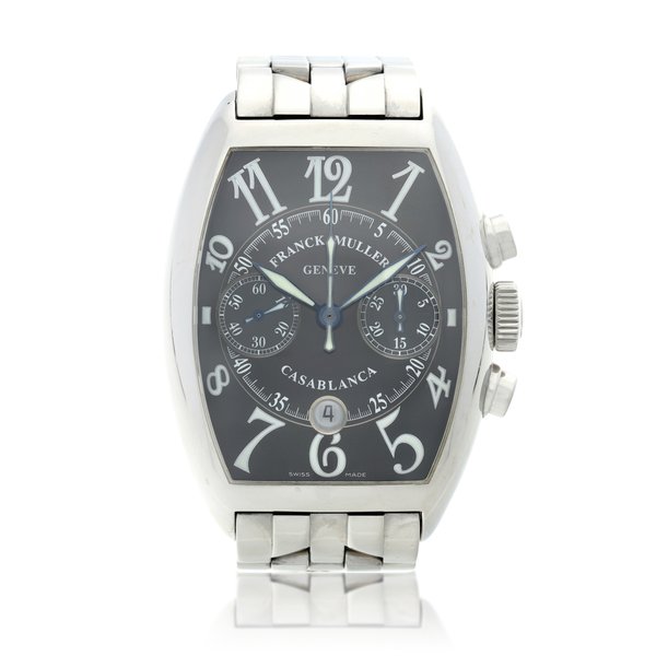 Franck Muller Reference 8885 C CC DT Casablanca  A stainless steel tonneau shaped automatic chronograph wristwatch with date and bracelet, Circa 2005