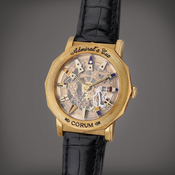 Corum Reference 6683056 Admiral’s Cup | A yellow gold skeletonized wristwatch, Circa 2000