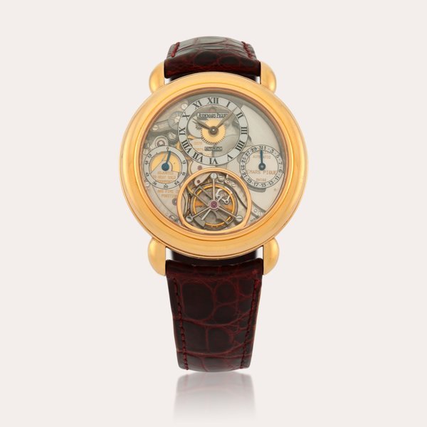 Audemars Piguet A yellow gold skeletonised tourbillon wristwatch with date and power reserve indicator  | Circa 1999