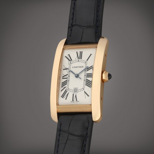 Cartier Tank Américaine 'Jumbo', reference 2505 | A pink gold wristwatch with date | Circa 2015