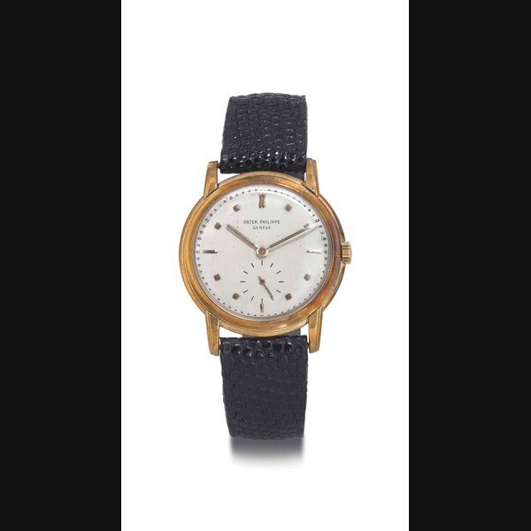 PATEK PHILIPPE. AN 18K GOLD WRISTWATCH SIGNED PATEK PHILIPPE, GENEVE, MOVEMENT NO. 959137, CASE NO. 673964, REF. 2500, MANUFACTURED IN 1952
