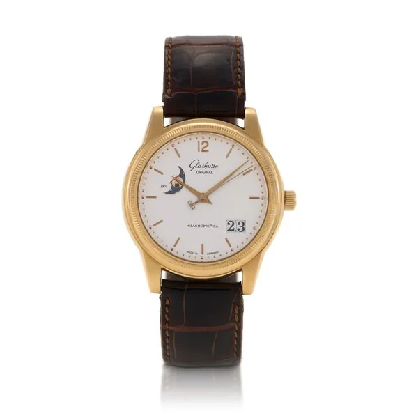 Glashütte Original Senator Excellence, Ref. 1-36-04-02-05-50  Yellow gold wristwatch with moon phases and digital date display  Circa 2018 · 1-36-04-02-05-50